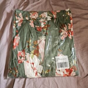 Kiyonna Floral Bellini in Green and Pink, 4X
